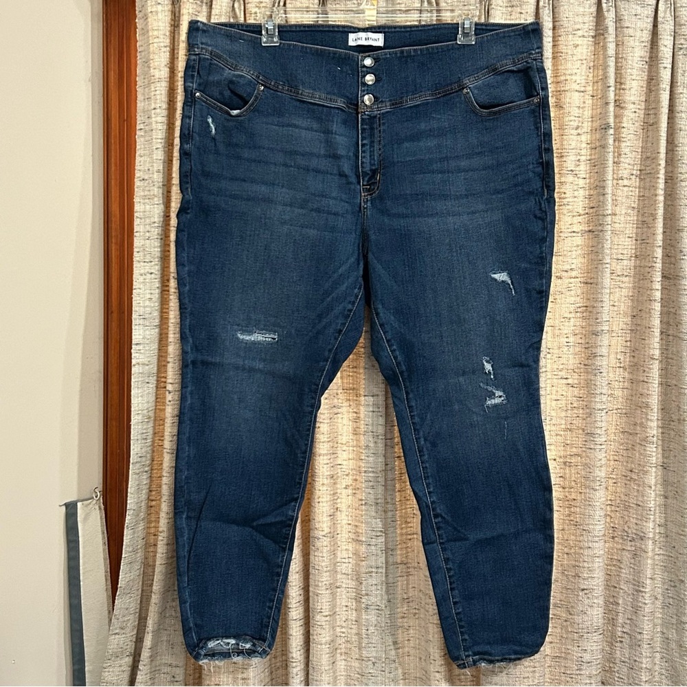 Lane Bryant High-Rise Jegging Flex Magic Waistband Distressed Denim Jeans